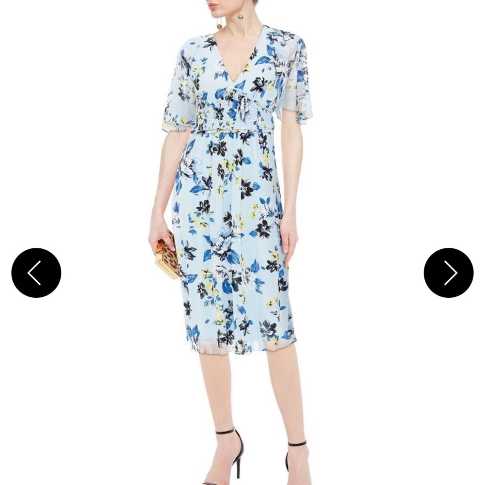 NWT  Diane von Furstenberg Walllpaper Frost Nala Floral Midi Cocktail Dress